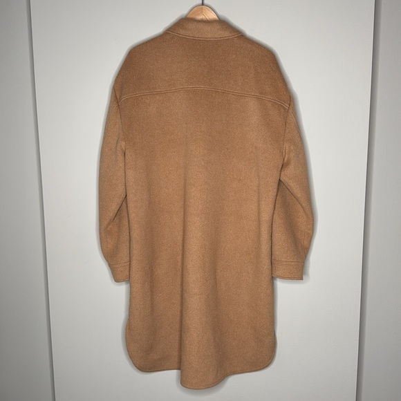 GAP Recycled Wool Blend Jacket Shacket Button Front Womens Size XL Tall in Camel - Picture 7 of 11